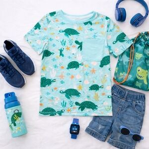 Little Sleepies Play Sea Turtle Friends Pocket Tee Soluxe Bamboo Size 10 NWOT